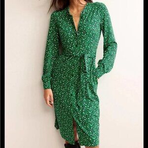 Boden Julia leopard animal print jersey button front dress